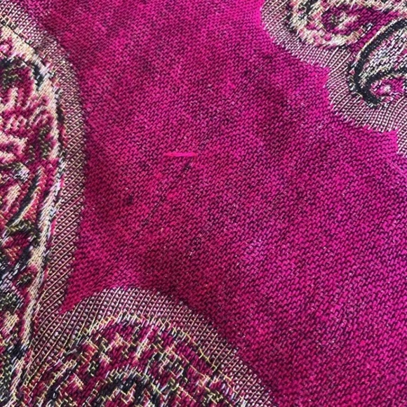 Paisley Pashmina Scarf Shawl Wrap Magenta Pink Double Layer Fringed Large 75” - Picture 10 of 10